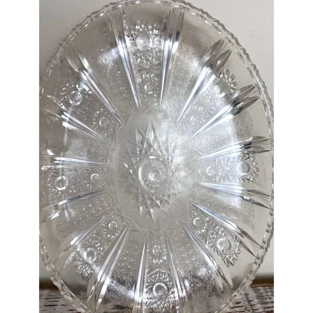 Vintage Crystal Cut Plastic Serving Bowls Set Of 2 / Tray ~ Bowls / Retro Dining